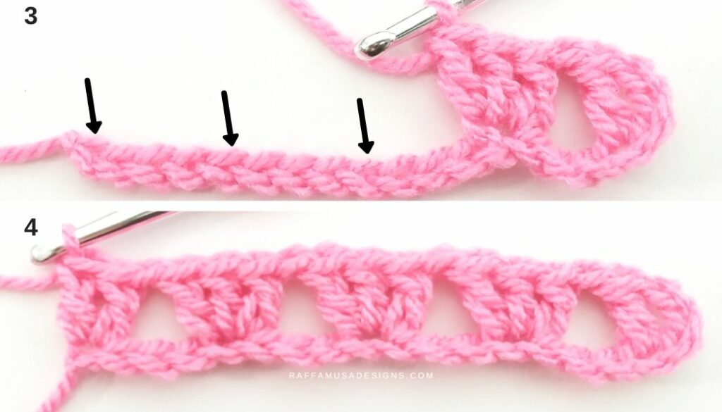 How to Crochet the Granny Stripe Stitch - Tutorial - 3 and 4 - Raffamusa Designs