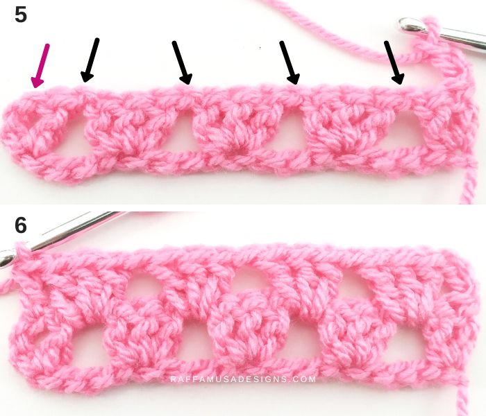 How to Crochet the Granny Stripe Stitch - Tutorial - 5 and 6 - Raffamusa Designs