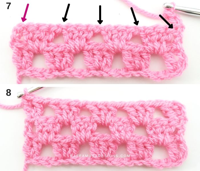 How to Crochet the Granny Stripe Stitch - Tutorial - 7 and 8 - Raffamusa Designs