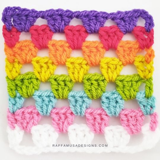 Rainbow Granny Stripe Stitch Square - Raffamusa Designs
