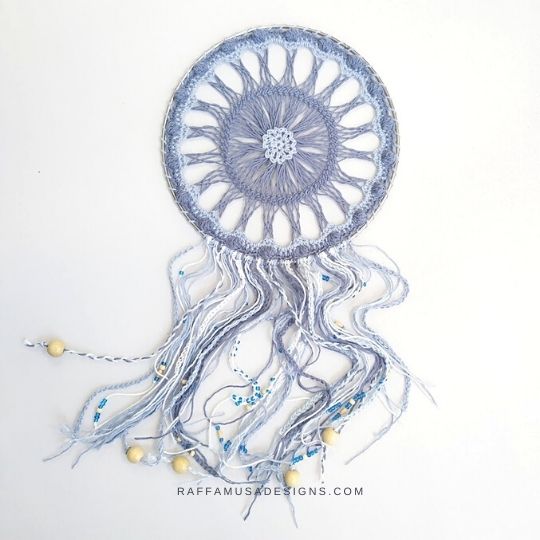 Crochet Hairpin Lace Wall Hanging Dreamcatcher - Raffamusa Designs