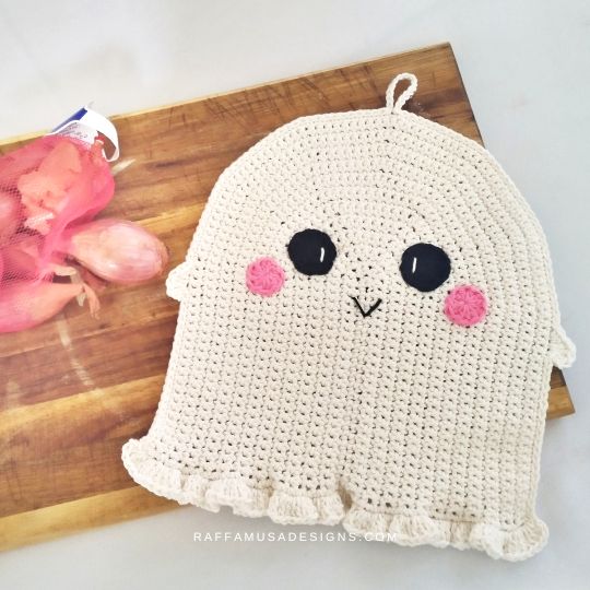 Crochet Ghost Dishcloth - Raffamusa Designs