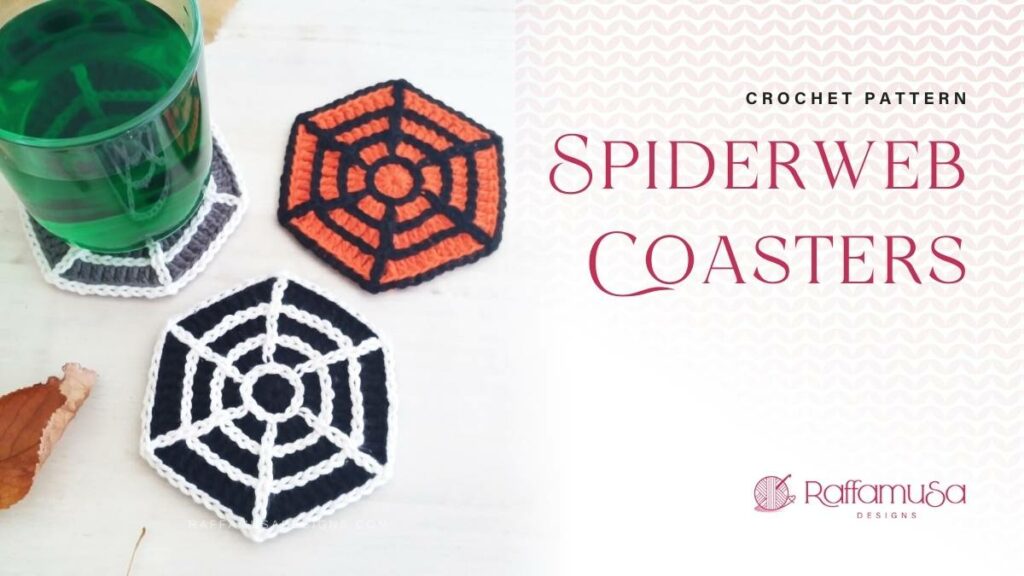 Crochet Spiderweb Halloween Coasters - Free Pattern - Raffamusa Designs