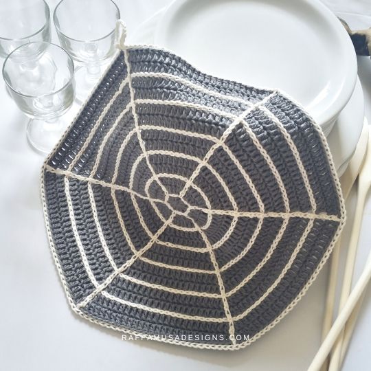 Crochet Halloween Spiderweb Dishcloth Pattern - Raffamusa Designs