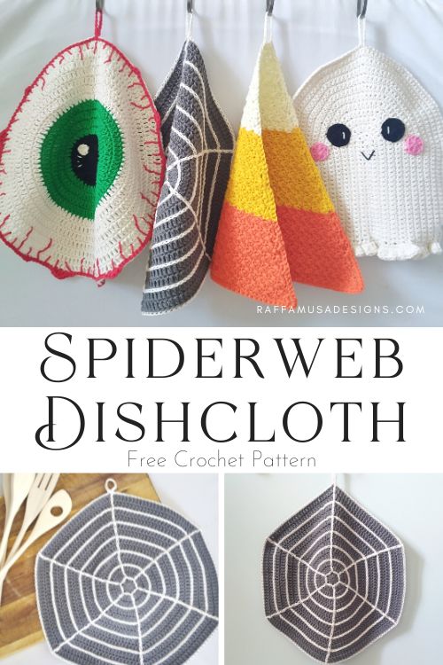 Crochet Spiderweb Dishcloth - Free Halloween Pattern - Raffamusa Designs