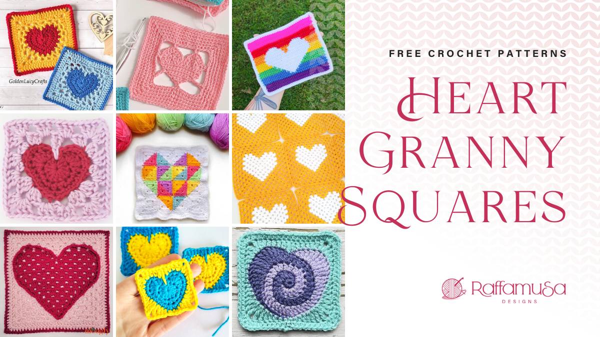 Heart Granny Squares - Free Crochet Patterns - RaffamusaDesigns
