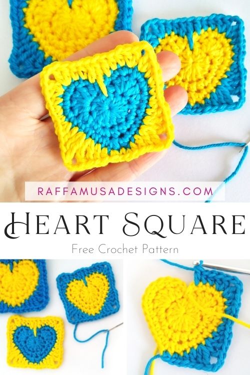 Heart Granny Square Square - Free Crochet Pattern - Raffamusa Designs