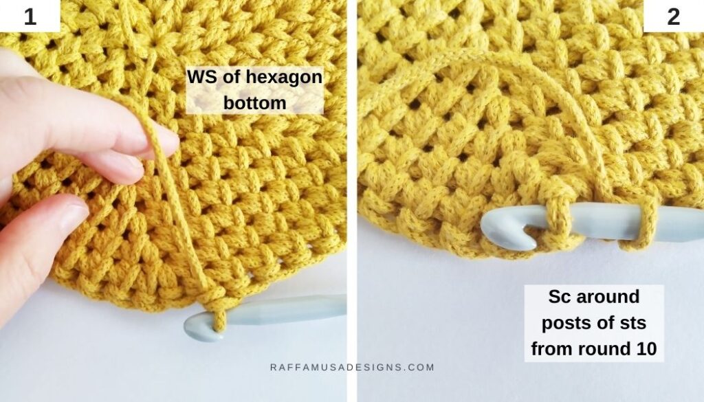 How to crochet the sides of the basket - Raffamusa Designs