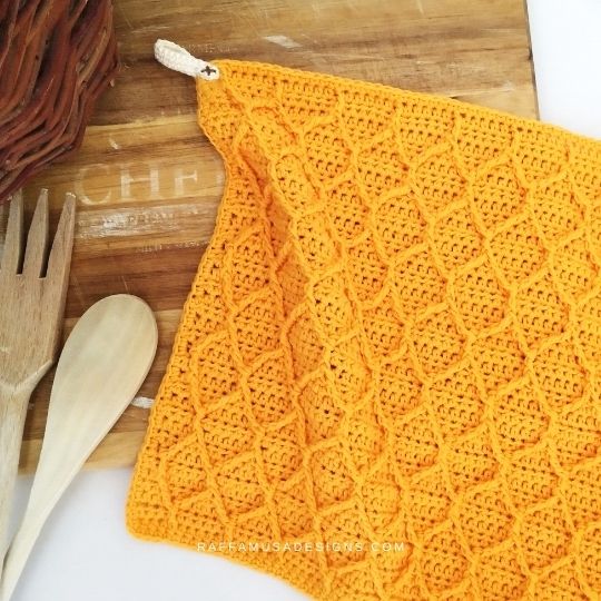 Crochet Honeycomb Textured Dishcloth - Raffamusa Designs