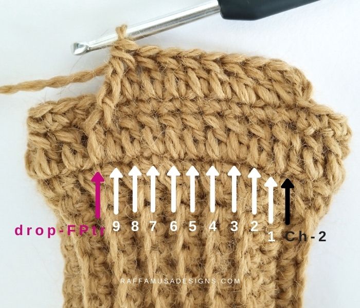 Crochet Hygge Arrow Gloves - How to Crochet the Body - Raffamusa Designs