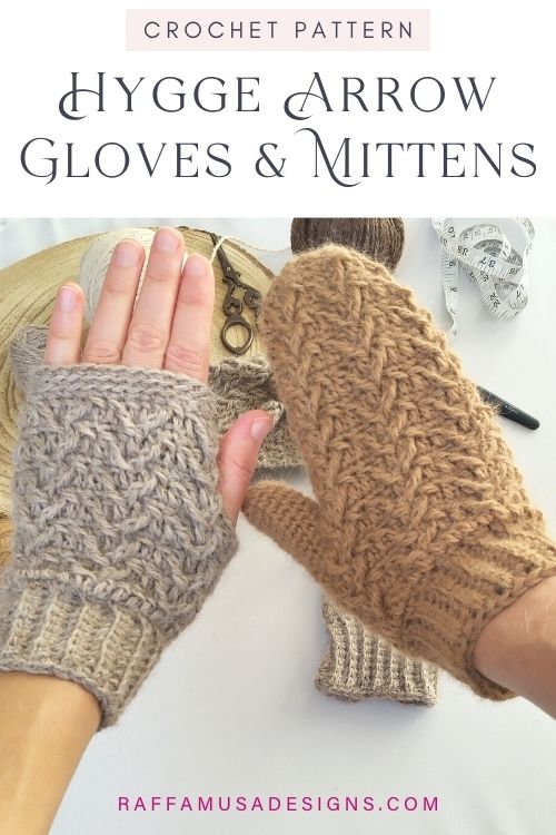 Crochet Hygge Arrow Gloves - Free Pattern - Raffamusa Designs