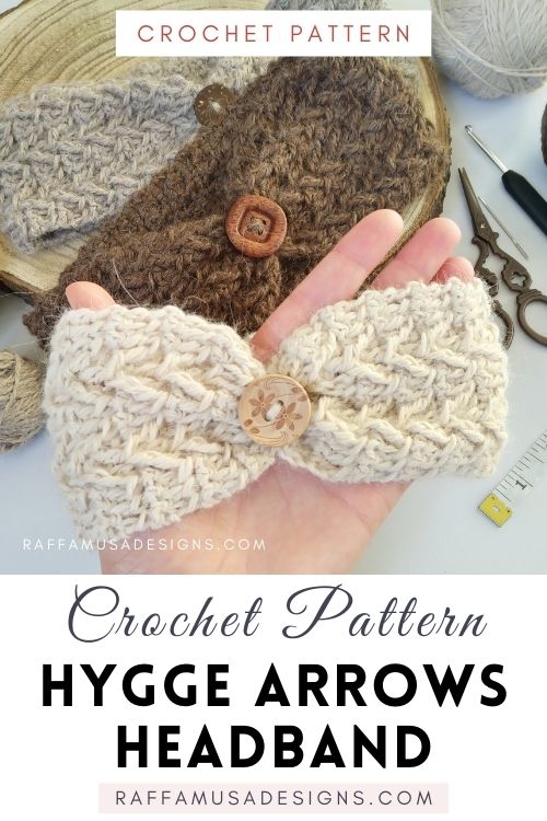 Crochet Hygge Arrows Headband - Free Crochet Pattern - Raffamusa Designs