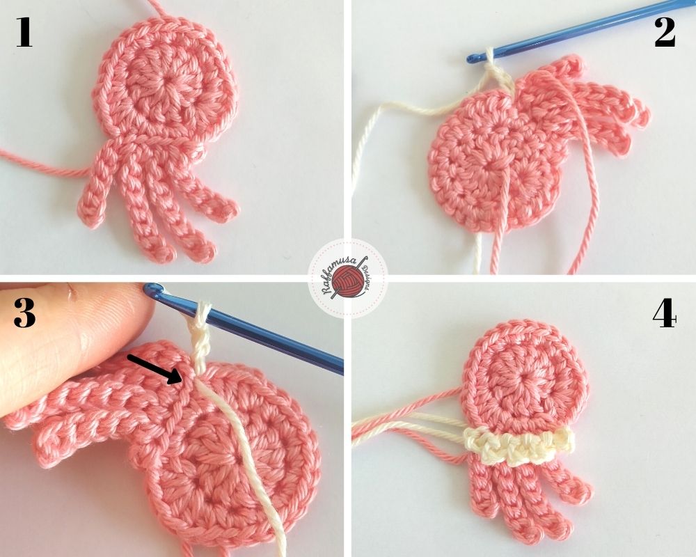 How to add the details to your jellyfish crochet applique.