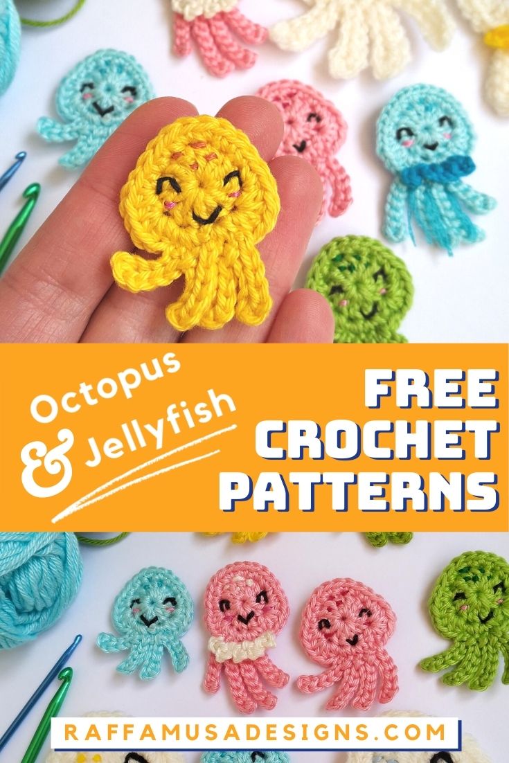 Pin the crochet pattern of the Octopus and Jellyfish appliques to your favorite Pinterest board