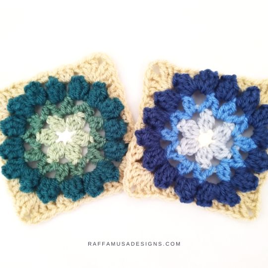 Lace Popcorns Flower Square - Free Crochet Pattern