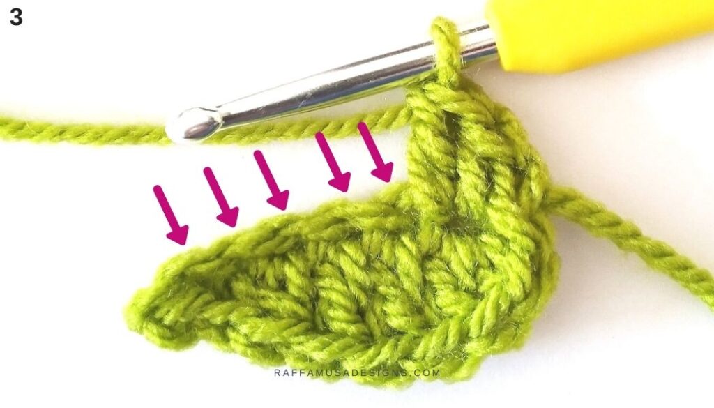 How to Crochet a Leaf Applique - Step 3 - Raffamusa Designs