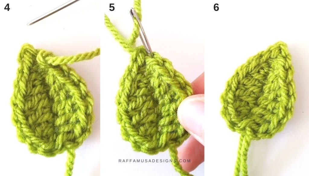 How to Crochet a Leaf Applique - Finishing - Raffamusa Designs
