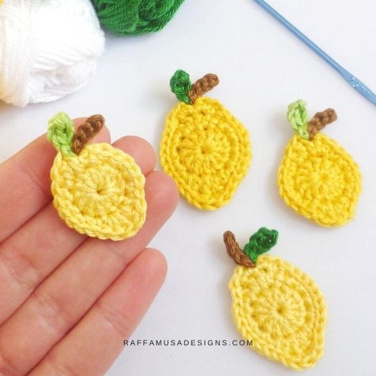 Small Lemon Applique - Free Crochet Pattern - Raffamusa Designs