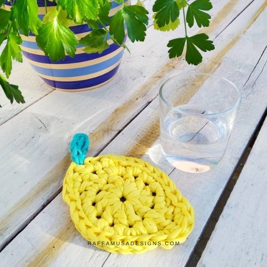 Crochet Lemon Coaster - Free Pattern - Raffamusa Designs