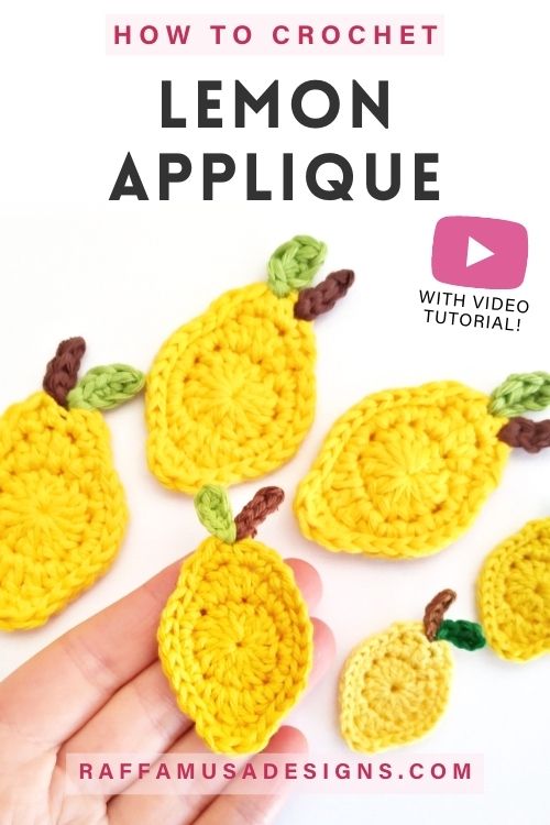 How to Crochet a flat Lemon Applique - Free Pattern and Video Tutorial - Raffamusa Designs