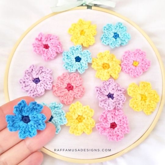 Crocheted 9 Petal Flower Appliques