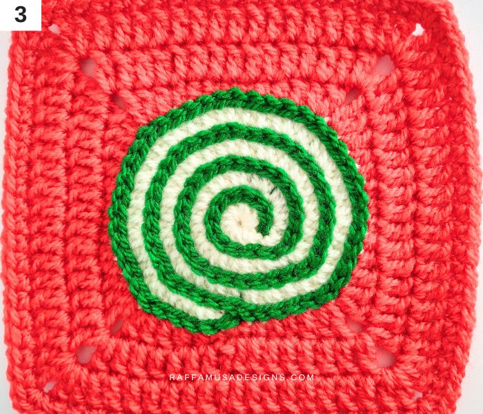 Lollipop Granny Square - Step 3 - Surface Crochet Embroidery - Raffamusa Designs