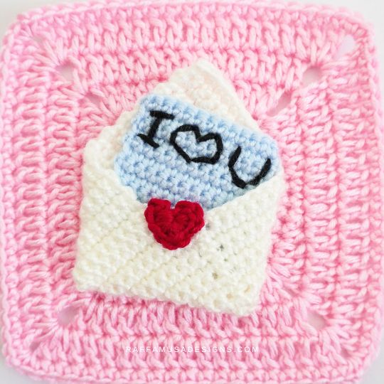 Crochet Love Letter Granny Square - Raffamusa Designs
