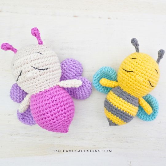 Mini Butterfly and Bee Amigurumi - Crochet Pattern - RaffamusaDesigns