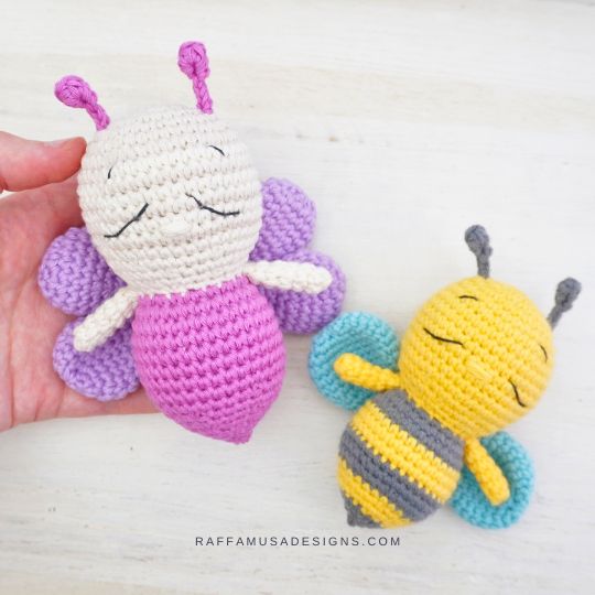 Crochet Mini Butterfly and Bee Amigurumi - RaffamusaDesigns