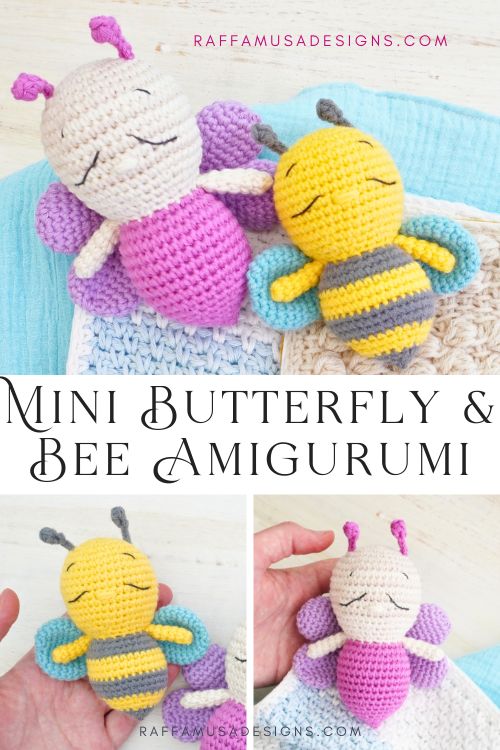 Mini Butterfly Bee Amigurumi - Free Crochet Pattern - RaffamusaDesigns