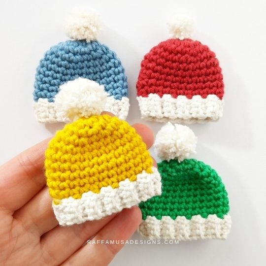 Mini Hat Christmas Ornament - Free Crochet Pattern - Raffamusa Designs