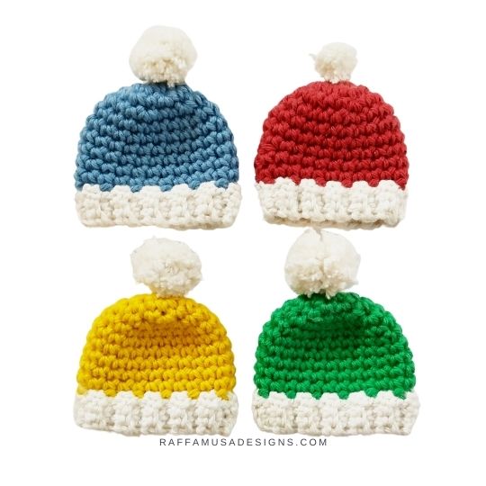 Crochet Mini Hat Ornaments - Raffamusa Designs