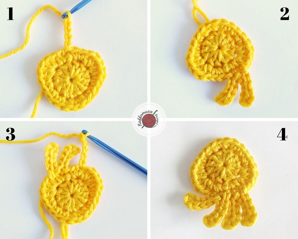 How to crochet the tentacles of the octopus crochet applique.