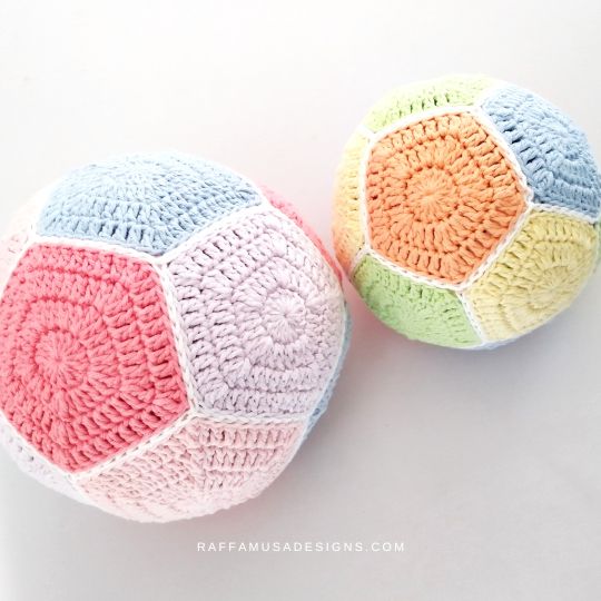 Crochet Pentagon Balls - Free Amigurumi Toy Pattern and Tutorial - Raffamusa Designs