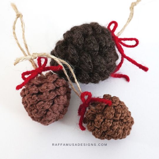 Crochet Pinecone Amigurumi Ornaments - Raffamusa Designs