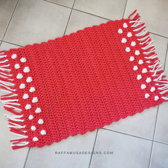 Crochet Popcorn Bath Rug Pattern - Raffamusa Designs
