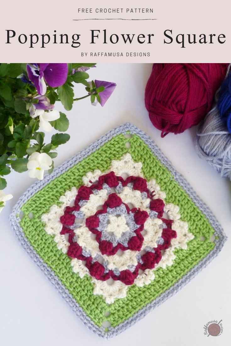 Pin the Crochet Popping Flower Square