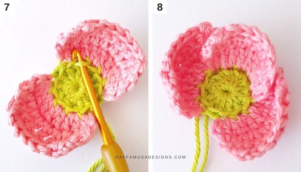How to crochet a Poppy Flower - Step-by-Step Pattern Tutorial - 3 - Raffamusa Designs