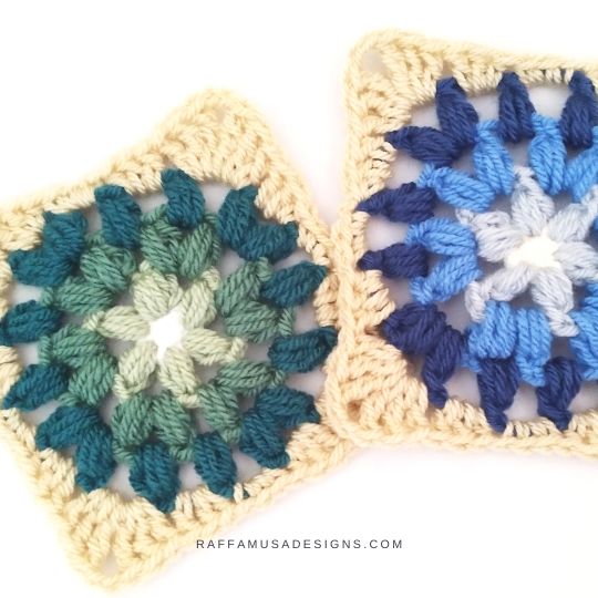 Puff Stitch Flower Square - Free Crochet Pattern