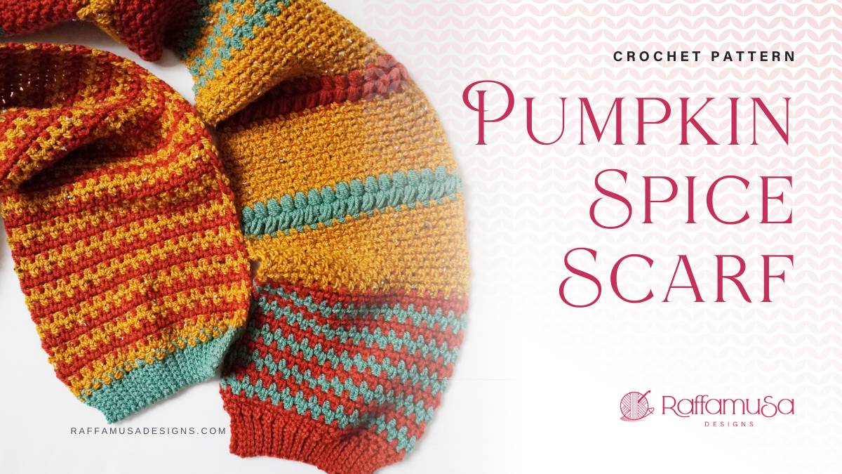 Pumpkin Spice Moss Stitch Scarf - Free Crochet Pattern - Raffamusa Designs