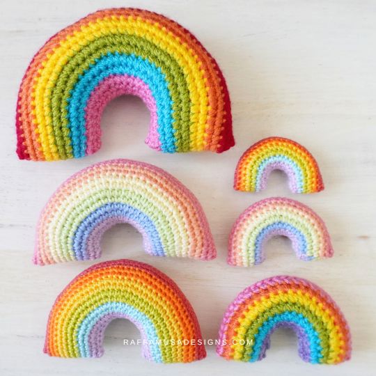 Crochet Rainbow Amigurumi in 2 Sizes - Raffamusa Designs
