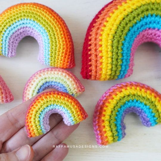 Small Rainbow Amigurumi Crocheted in Sport-Weight Yarn - Raffamusa Designs