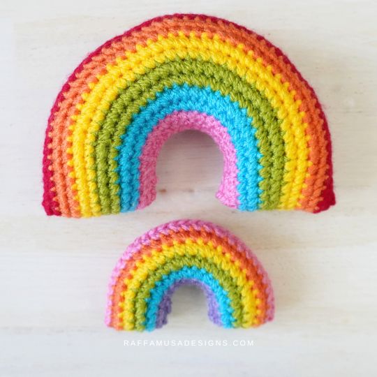 Crochet Rainbow Amigurumi in Aran-Weight Yarn - Raffamusa Designs