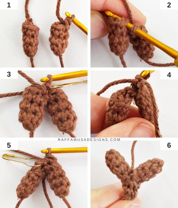 How to crochet the antlers of the Reindeer Bauble - Raffamusa Designs