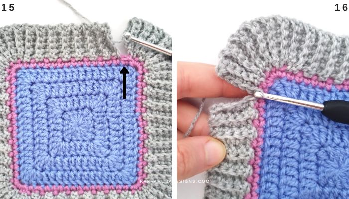 Crochet Ribbed Border Edging - Tutorial - 15, 16 - Raffamusa Designs