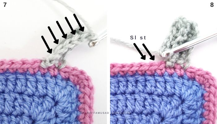 Crochet Ribbed Border Edging - Tutorial - 7, 8 - Raffamusa Designs