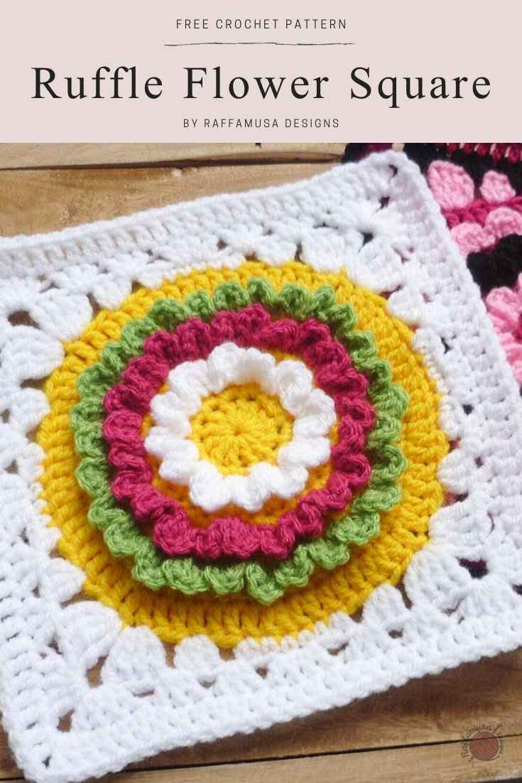 Crochet Ruffle Flower Afghan Block - Free Pattern