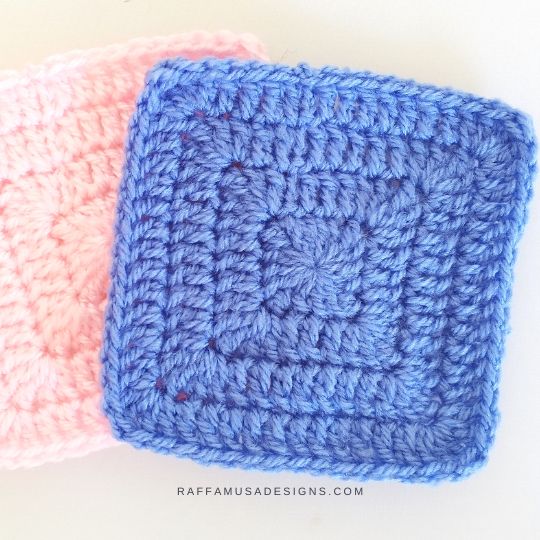 Crochet Solid Granny Squares - Raffamusa Designs