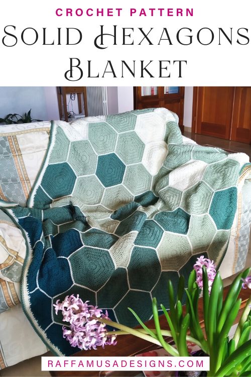 Crochet Solid Hexagons Throw Blanket - Raffamusa Designs