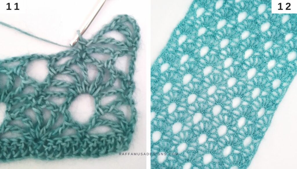 Crochet Lace Shell Stitch Tutorial - 11-12 - Raffamusa Designs